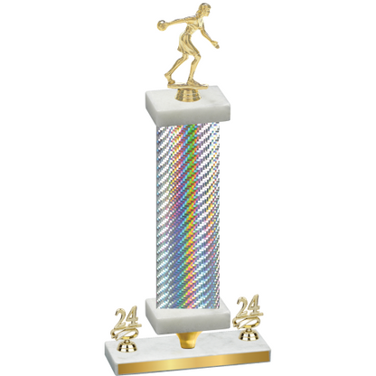 Premium Single Silver Carbon Fiber Year Bowling Trophy