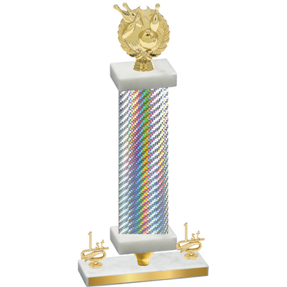 Premium Single Silver Carbon Fiber First Place Bowling Trophy