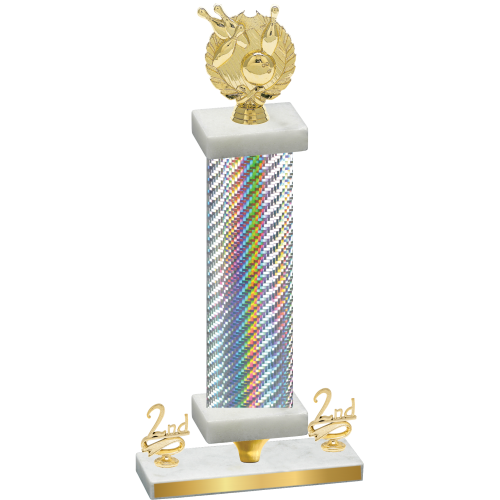 Premium Single Silver Carbon Fiber Second Place Bowling Trophy