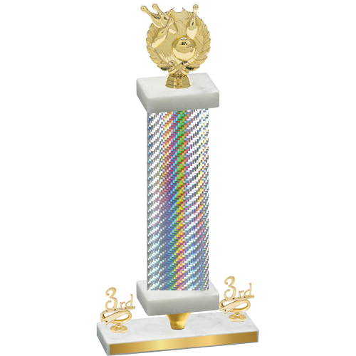 Premium Single Silver Carbon Fiber Third Place Bowling Trophy