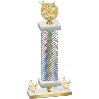 Premium Single Silver Carbon Fiber Third Place Bowling Trophy