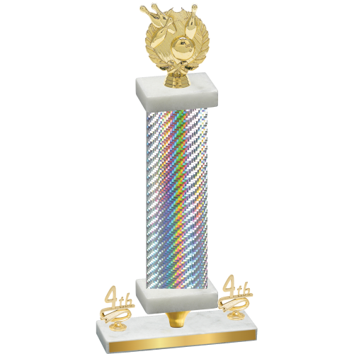 Premium Single Silver Carbon Fiber Fourth Place Bowling Trophy