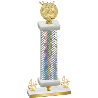 Premium Single Silver Carbon Fiber Fourth Place Bowling Trophy