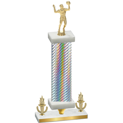 Premium Single Silver Carbon Fiber Victory Volleyball Trophy