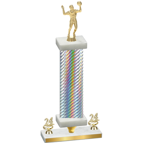 Premium Single Silver Carbon Fiber Year Volleyball Trophy