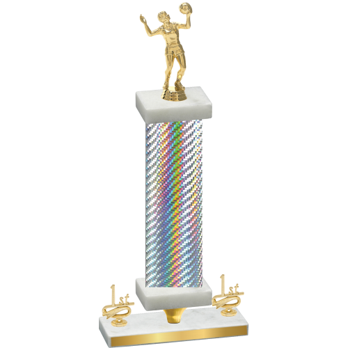 Premium Single Silver Carbon Fiber First Place Volleyball Trophy