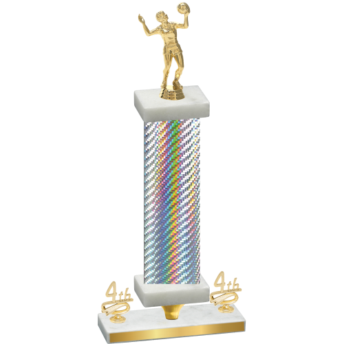 Premium Single Silver Carbon Fiber Fourth Place Volleyball Trophy