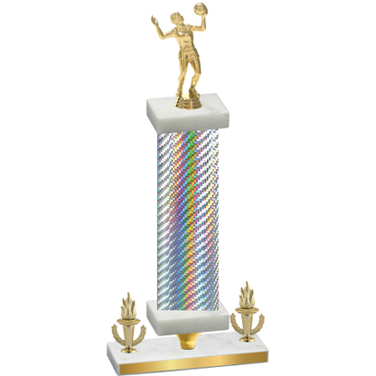 Premium Single Silver Carbon Fiber Victory Volleyball Trophy