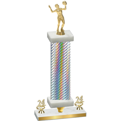 Premium Single Silver Carbon Fiber Year Volleyball Trophy