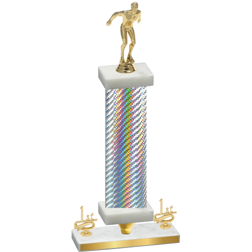 Premium Single Silver Carbon Fiber First Place Swimming Trophy