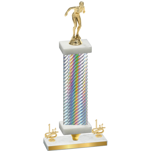 Premium Single Silver Carbon Fiber First Place Tennis Trophy