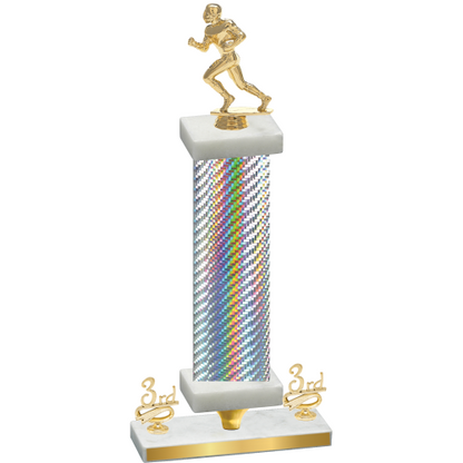 Premium Single Silver Carbon Fiber Third Place Football Trophy