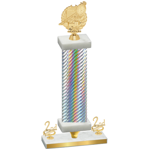 Premium Single Silver Carbon Fiber Second Place Swimming Trophy