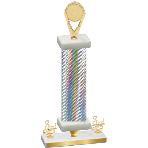 Premium Single Silver Carbon Fiber Third Place Insert Trophy