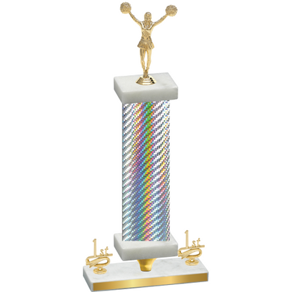 Premium Single Silver Carbon Fiber First Place Cheerleading Trophy