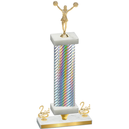 Premium Single Silver Carbon Fiber Second Place Cheerleading Trophy