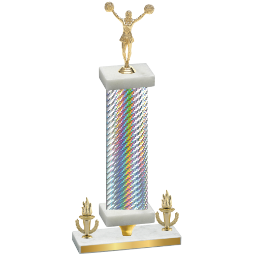 Premium Single Silver Carbon Fiber Victory Cheerleading Trophy