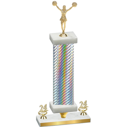 Premium Single Silver Carbon Fiber Year Cheerleading Trophy