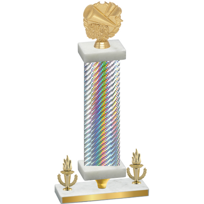 Premium Single Silver Carbon Fiber Victory Cheerleading Trophy