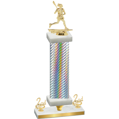 Premium Single Silver Carbon Fiber Second Place Lacrosse Trophy