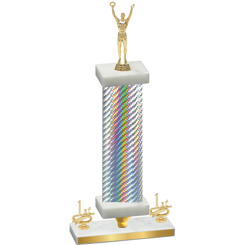 Premium Single Silver Carbon Fiber First Place Victory Trophy