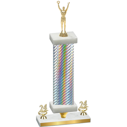 Premium Single Silver Carbon Fiber Year Victory Trophy