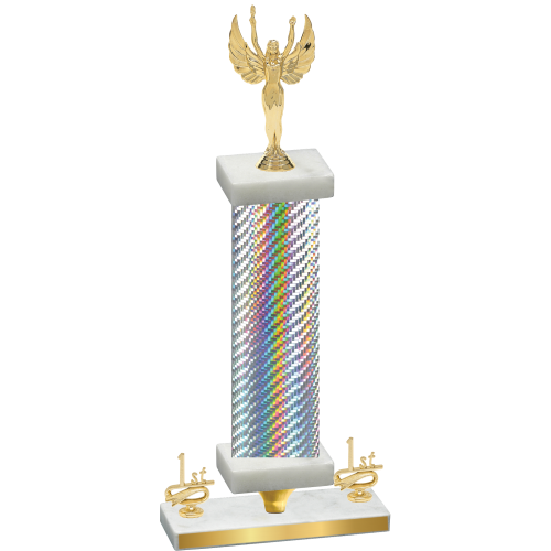 Premium Single Silver Carbon Fiber First Place Victory Trophy