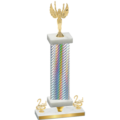 Premium Single Silver Carbon Fiber Second Place Victory Trophy