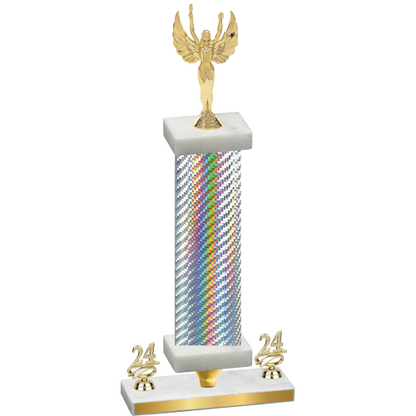 Premium Single Silver Carbon Fiber Year Victory Trophy