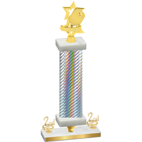 Premium Single Silver Carbon Fiber Second Place Pickleball Trophy