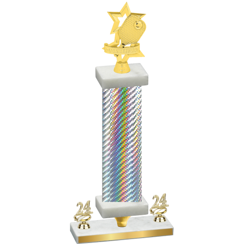 Premium Single Silver Carbon Fiber Year Pickleball Trophy