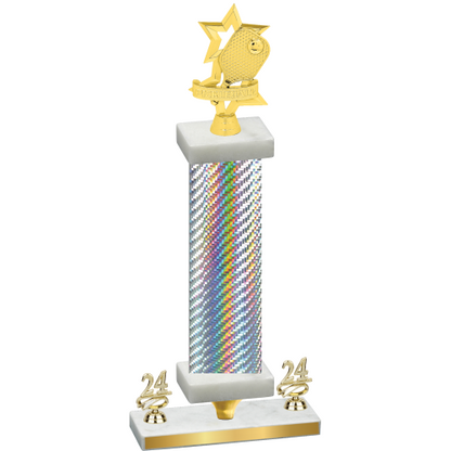 Premium Single Silver Carbon Fiber Year Pickleball Trophy