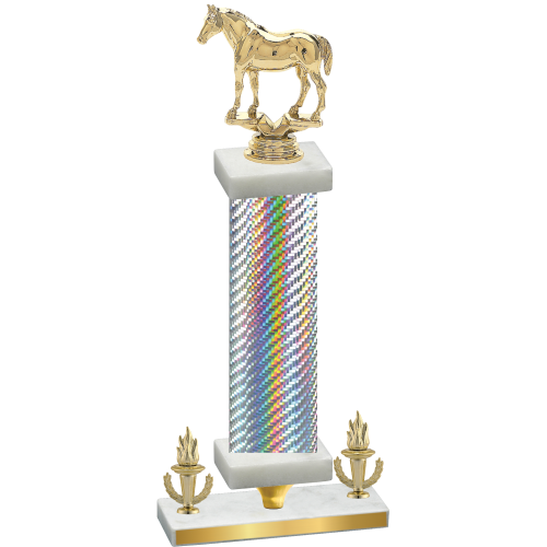 Premium Single Silver Carbon Fiber Victory Horses Trophy