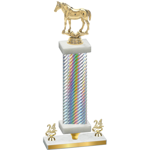 Premium Single Silver Carbon Fiber Year Horses Trophy