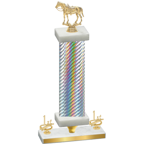 Premium Single Silver Carbon Fiber First Place Horses Trophy