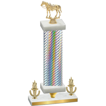 Premium Single Silver Carbon Fiber Victory Horses Trophy