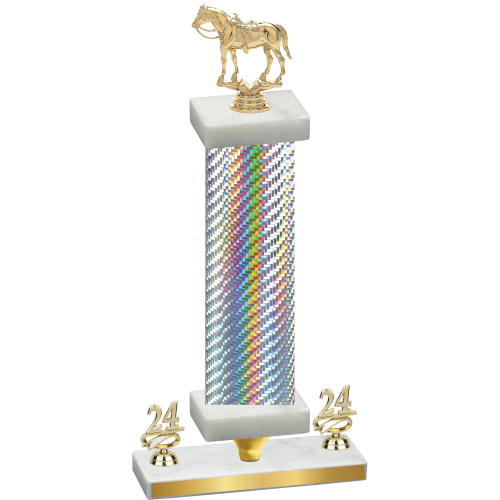 Premium Single Silver Carbon Fiber Year Horses Trophy