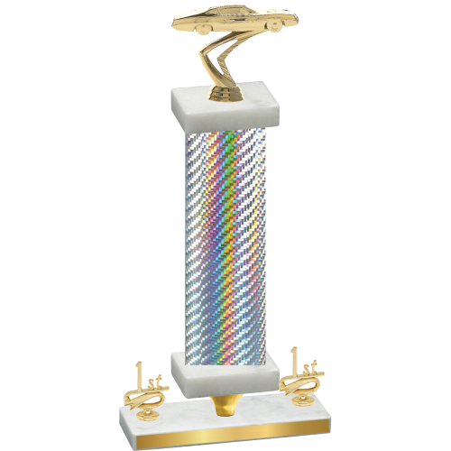 Premium Single Silver Carbon Fiber First Place Cars Trophy