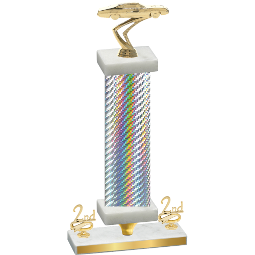 Premium Single Silver Carbon Fiber Second Place Cars Trophy