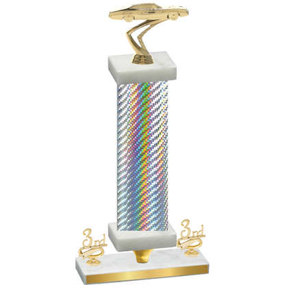 Premium Single Silver Carbon Fiber Third Place Cars Trophy