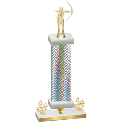 Premium Single Silver Carbon Fiber Fourth Place Archery Trophy