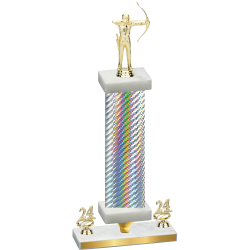 Premium Single Silver Carbon Fiber Year Archery Trophy