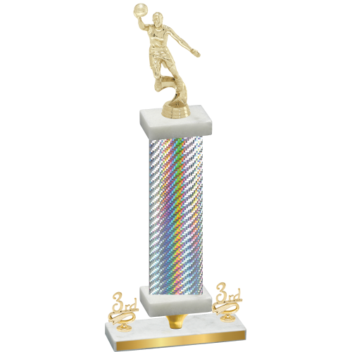 Premium Single Silver Carbon Fiber Third Place Basketball Trophy