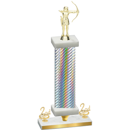 Premium Single Silver Carbon Fiber Second Place Archery Trophy