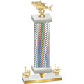 Premium Single Silver Carbon Fiber First Place Fishing Trophy