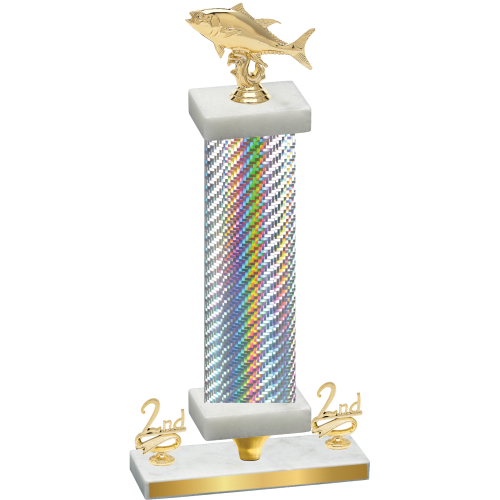 Premium Single Silver Carbon Fiber Second Place Fishing Trophy