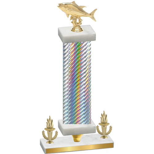 Premium Single Silver Carbon Fiber Victory Fishing Trophy