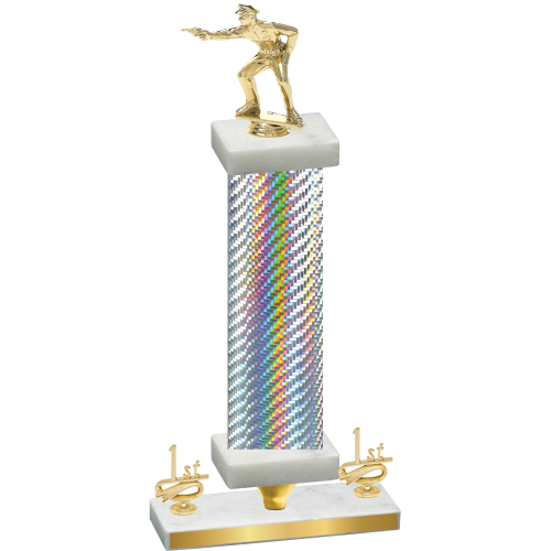 Premium Single Silver Carbon Fiber First Place Shooter Trophy