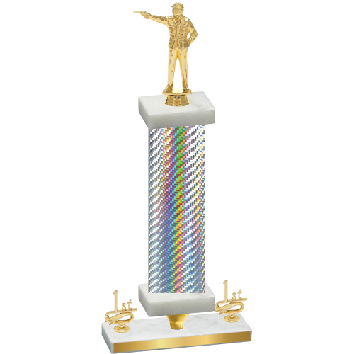 Premium Single Silver Carbon Fiber First Place Shooter Trophy