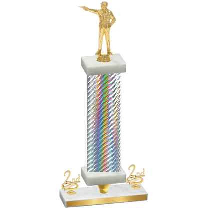 Premium Single Silver Carbon Fiber Second Place Shooter Trophy